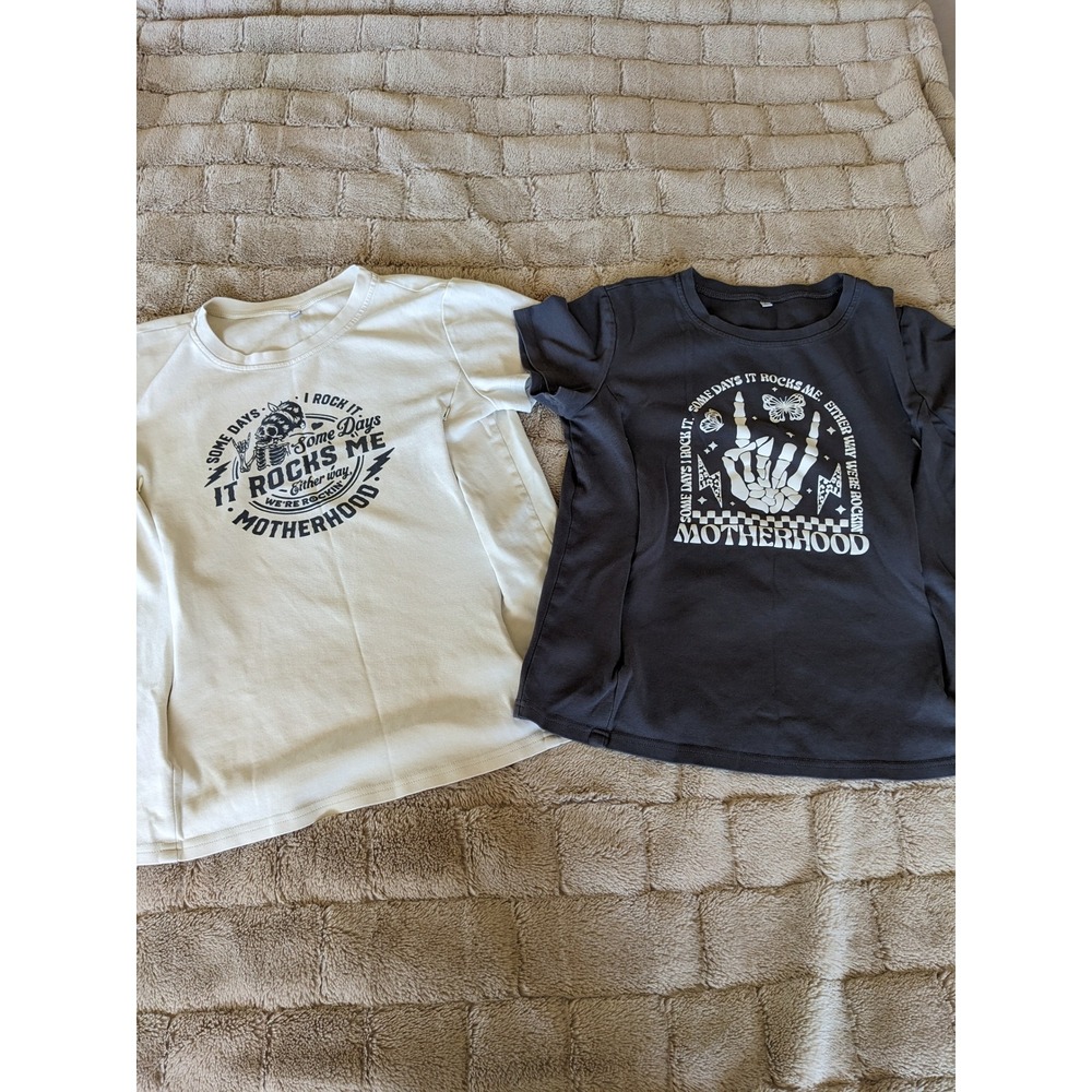 Nursing T-Shirt Bundle Set of 2 Rockin Motherhood Graphic Hidden Zipper Large
